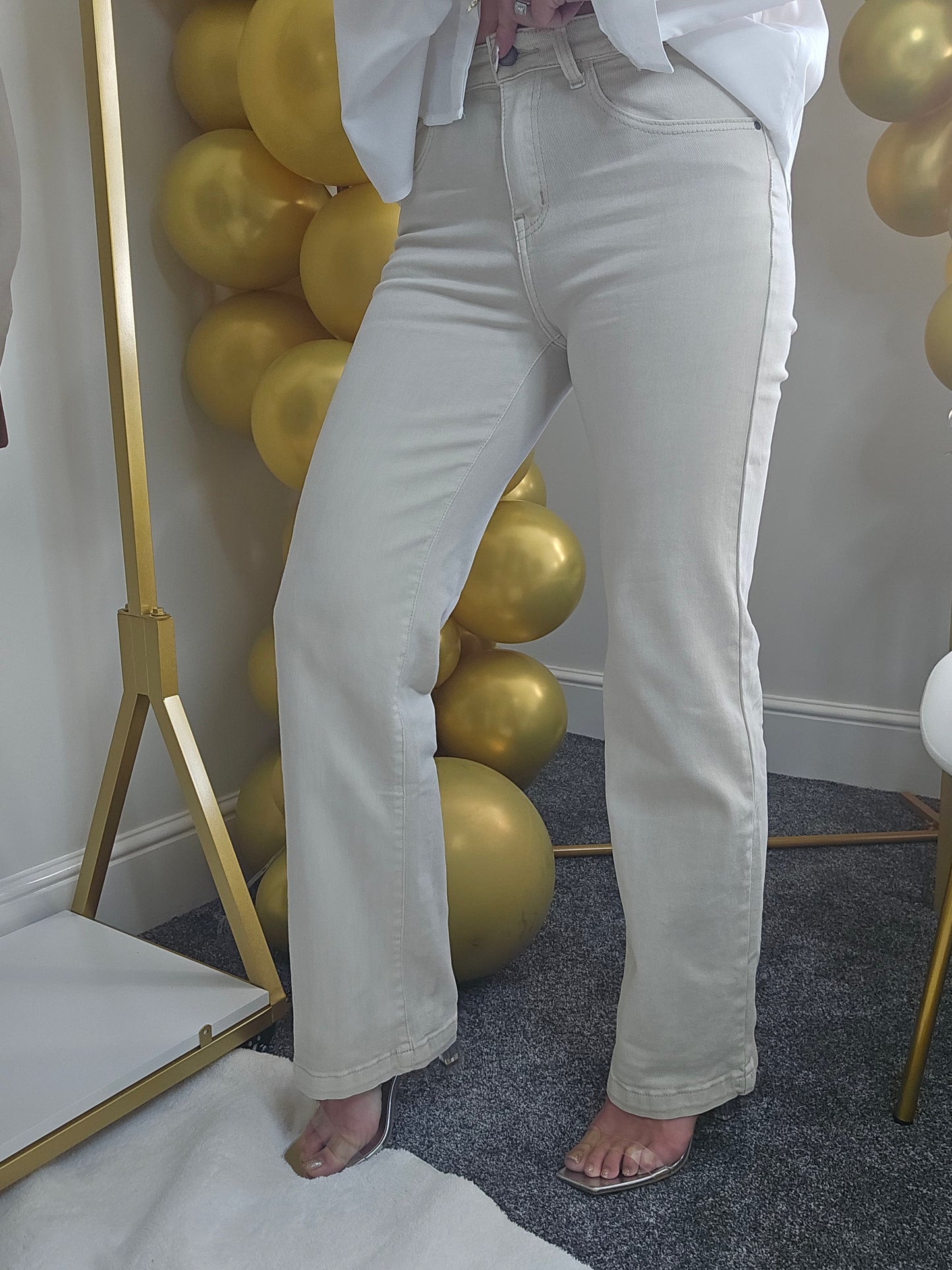 My Tina's Premium Wide Leg Jeans - Ecru (choose your Size)