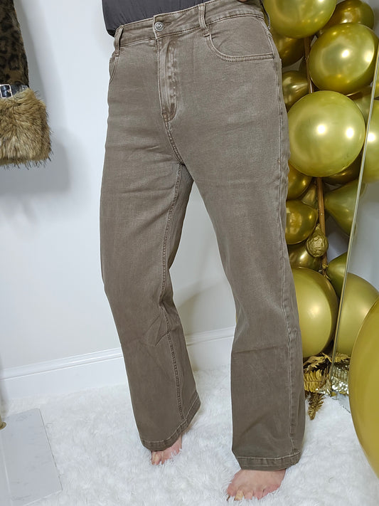 Milas Wide Leg Jeans - Chocolate Stonewashed - (choose your Size)