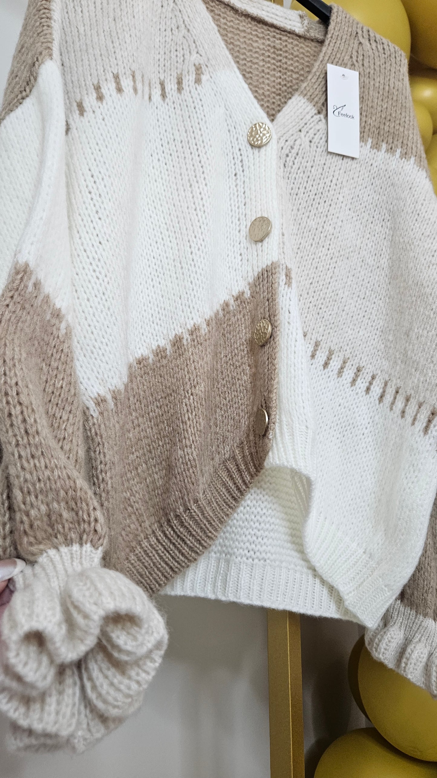 Patsy Patchwork Cardigan - (Cream) - One Size fits up to Size 16
