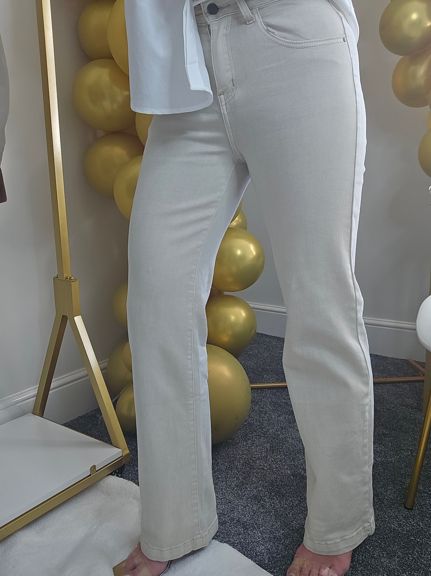 My Tina's Premium Wide Leg Jeans - Ecru (choose your Size)