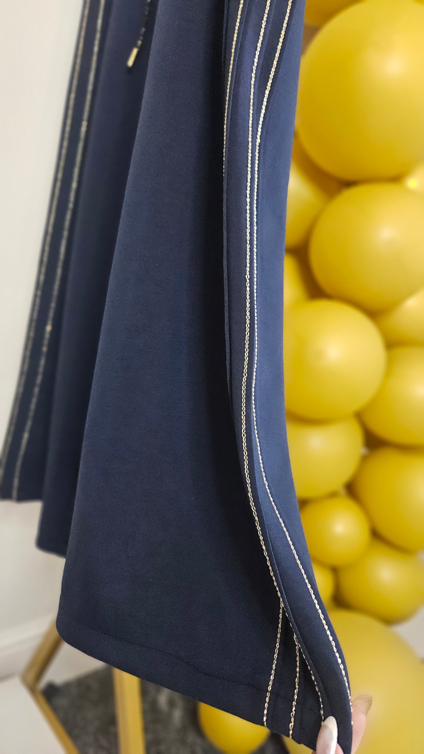 Sassy Metallic Wide Leg Pants - (Navy) - One Size