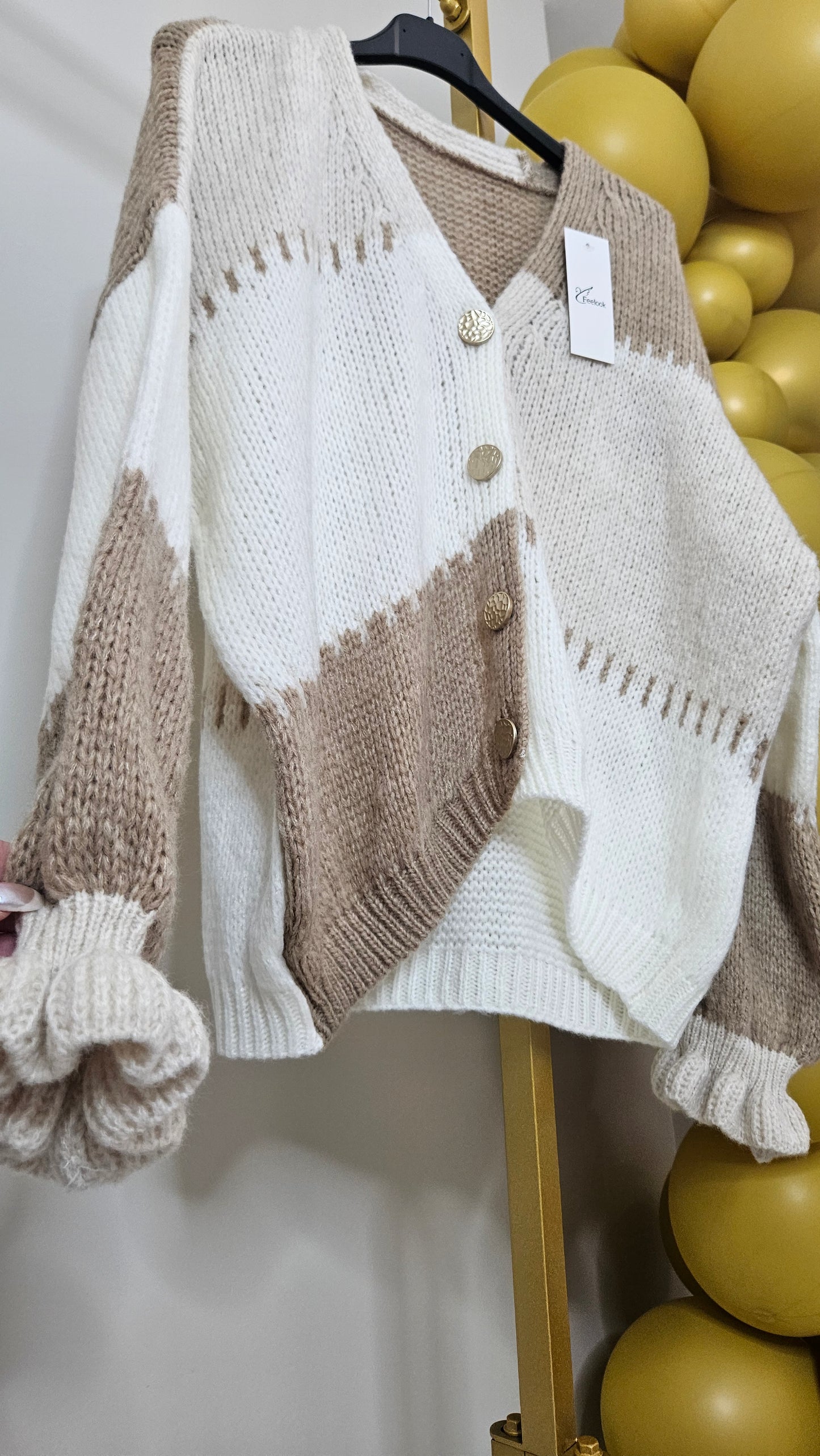 Patsy Patchwork Cardigan - (Cream) - One Size fits up to Size 16
