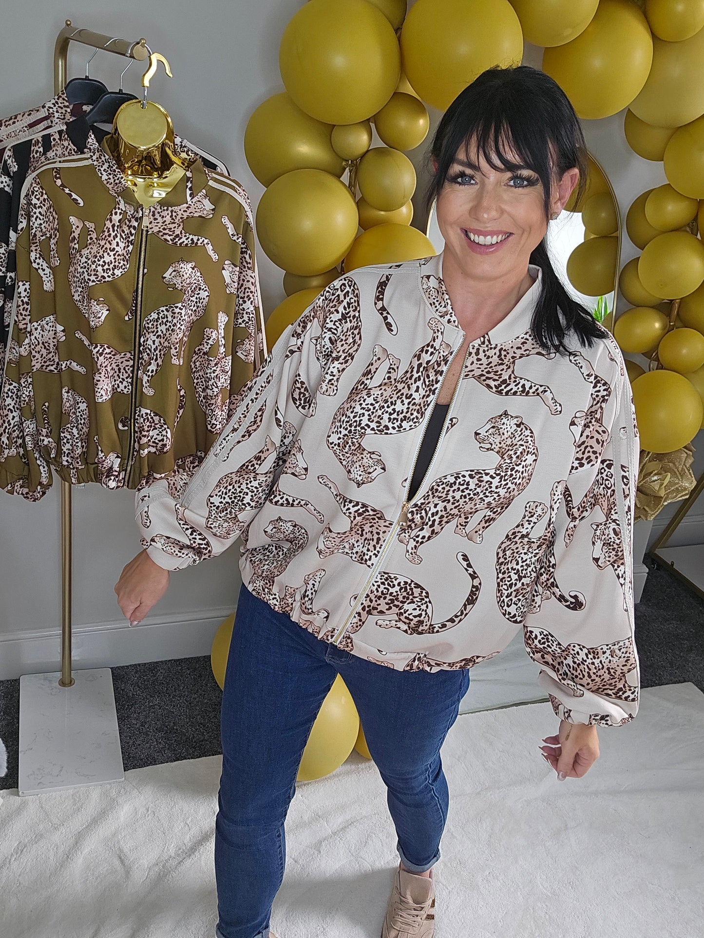 Liza Leopard Bomber Jacket - choose your colour (Oversized - fits 10 to Size 18)