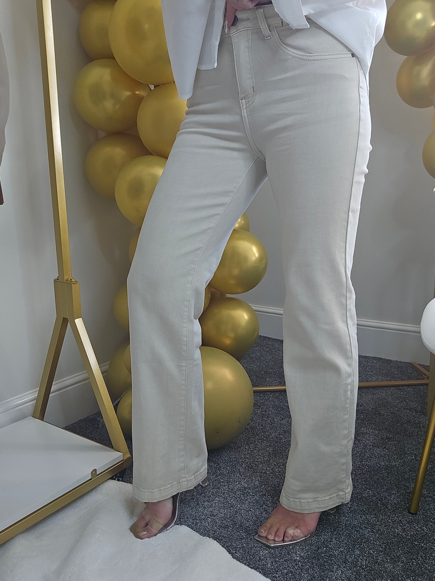 My Tina's Premium Wide Leg Jeans - Ecru (choose your Size)