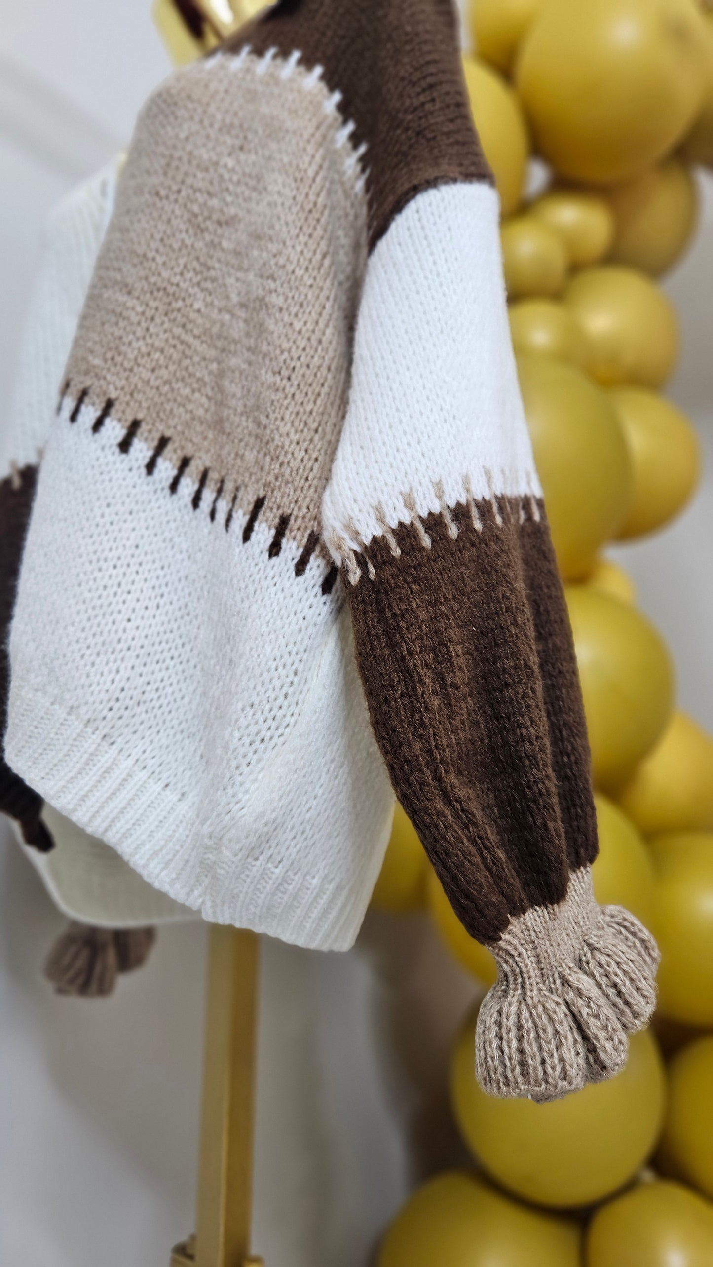 Patsy Patchwork Cardigan - (Chocolate) - One Size fits up to Size 16