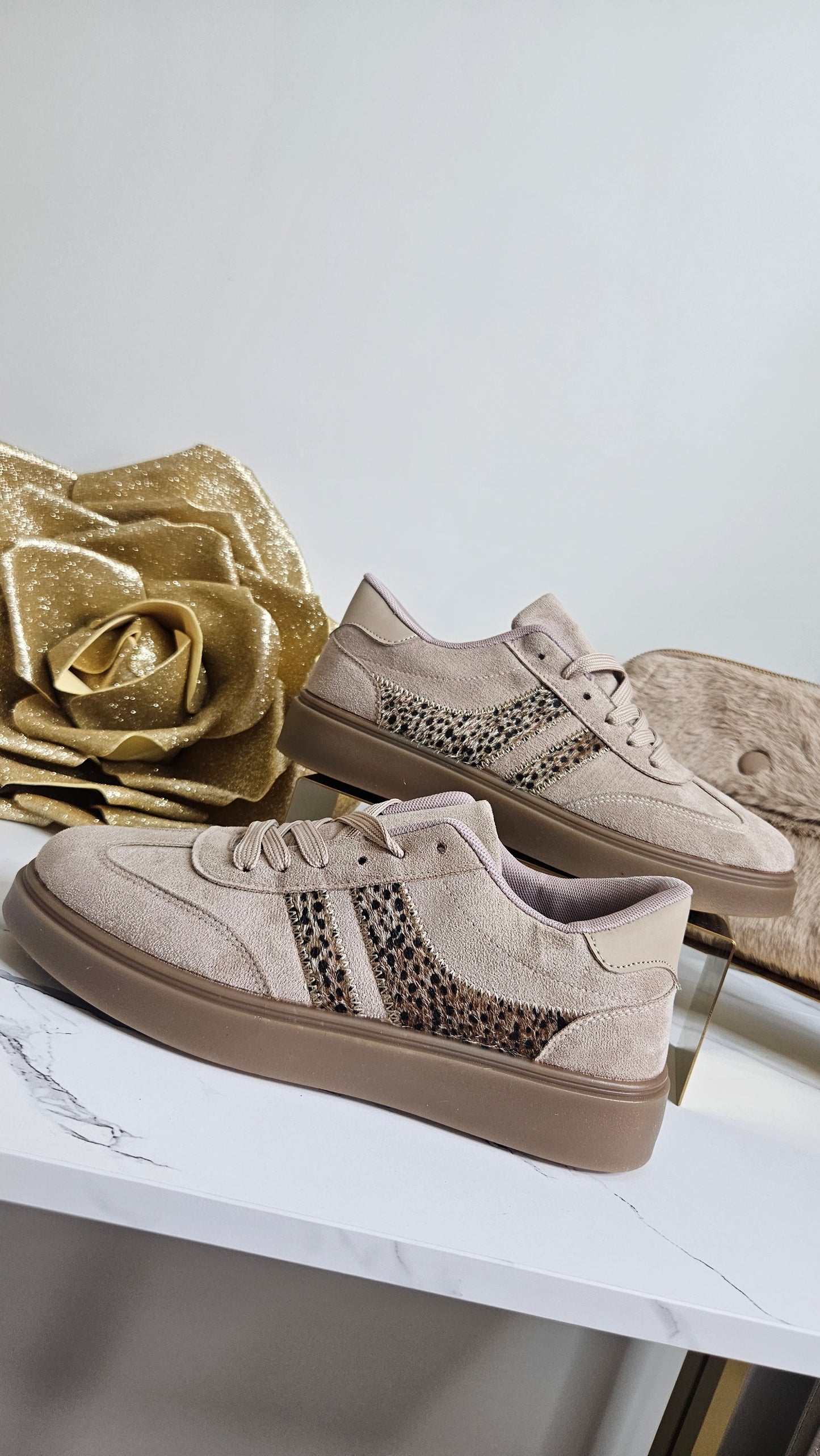 Larissa Chunky Trainers - Beige Leopard (choose your Size)