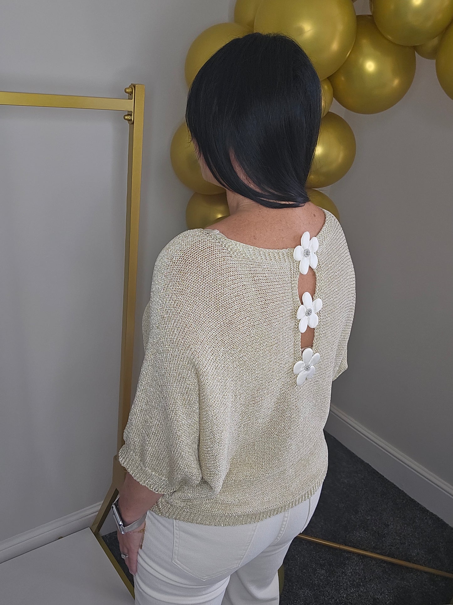 Daisy Metallic Gold Top - Crystal Daisies (One Size)