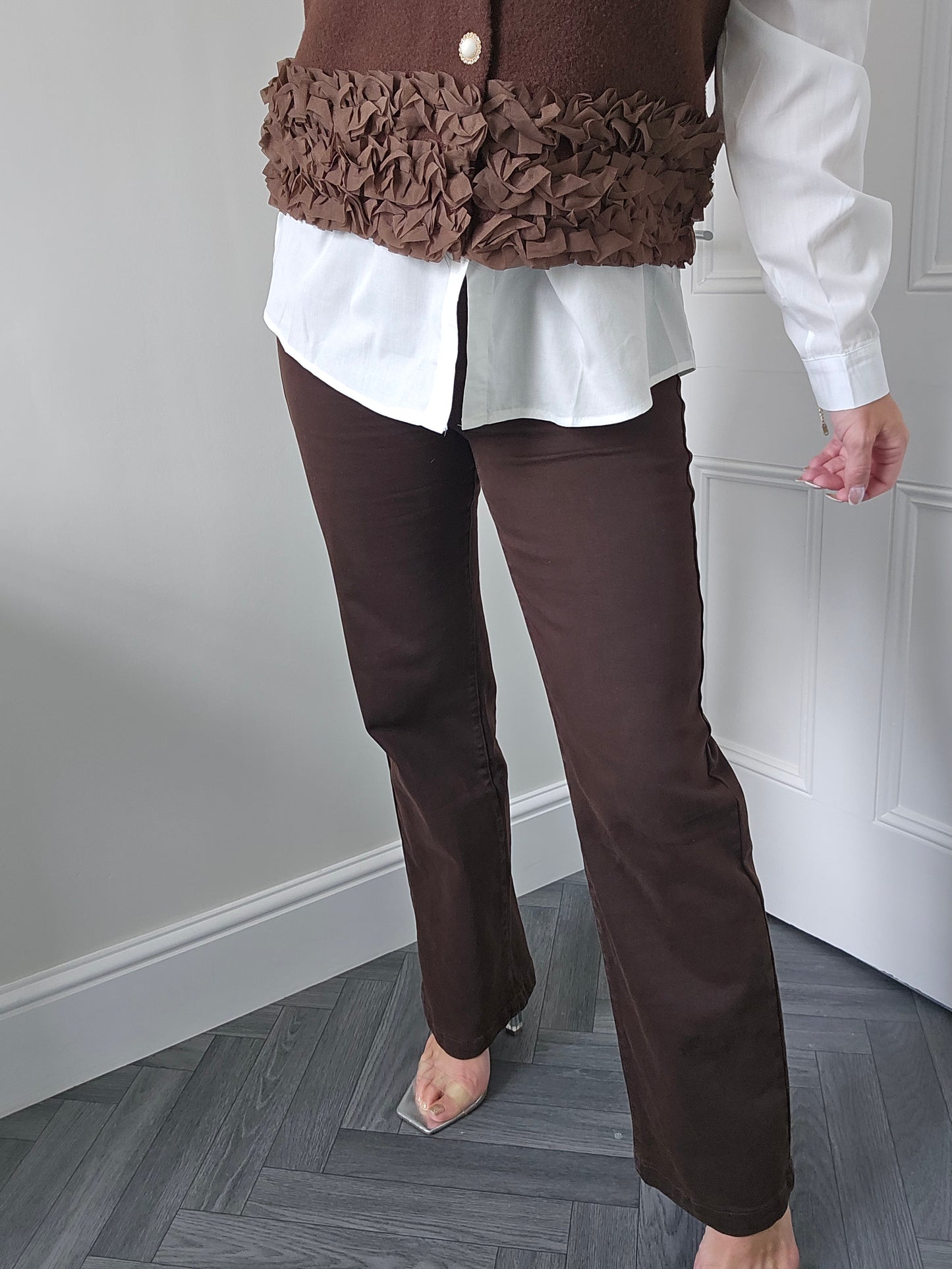 My Tina's Premium Wide Leg Jeans - Chocolate (choose your Size)