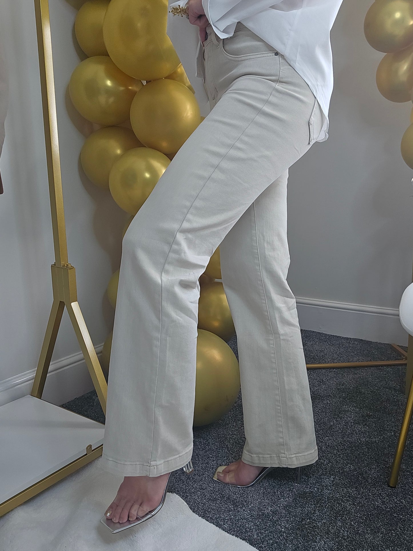My Tina's Premium Wide Leg Jeans - Ecru (choose your Size)