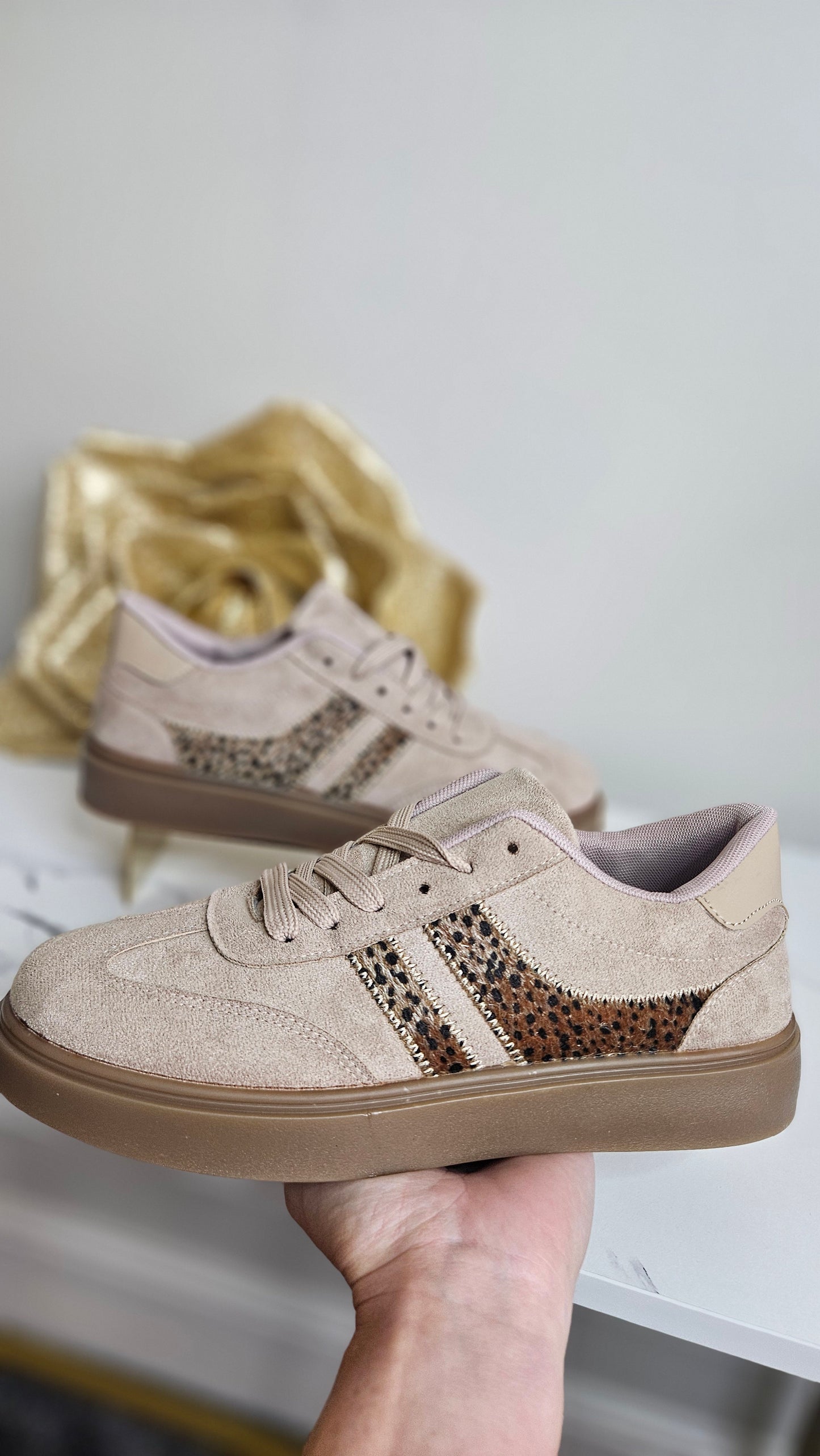 Larissa Chunky Trainers - Beige Leopard (choose your Size)
