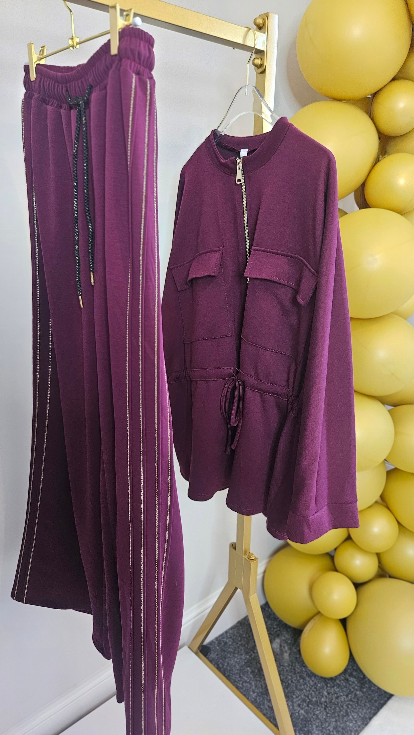 Sassy Drawstring Jacket - (Wine) - One Size