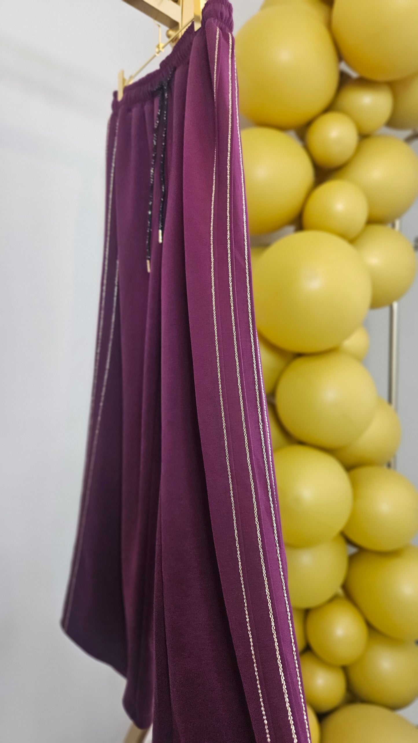 Sassy Metallic Wide Leg Pants - (Wine) - One Size