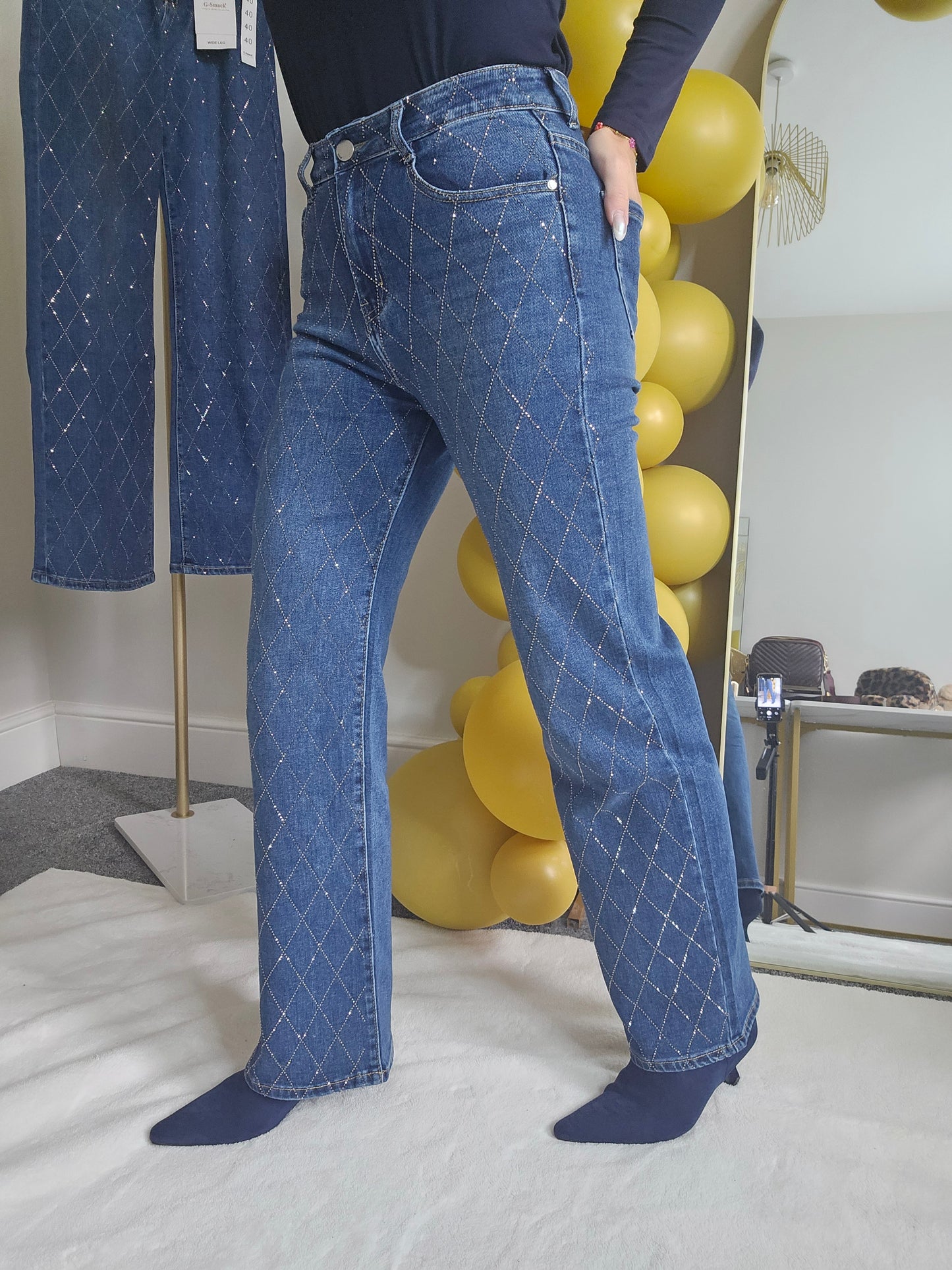 Dallas Diamante/Crystal Jeans - Stonewashed (choose your Size)