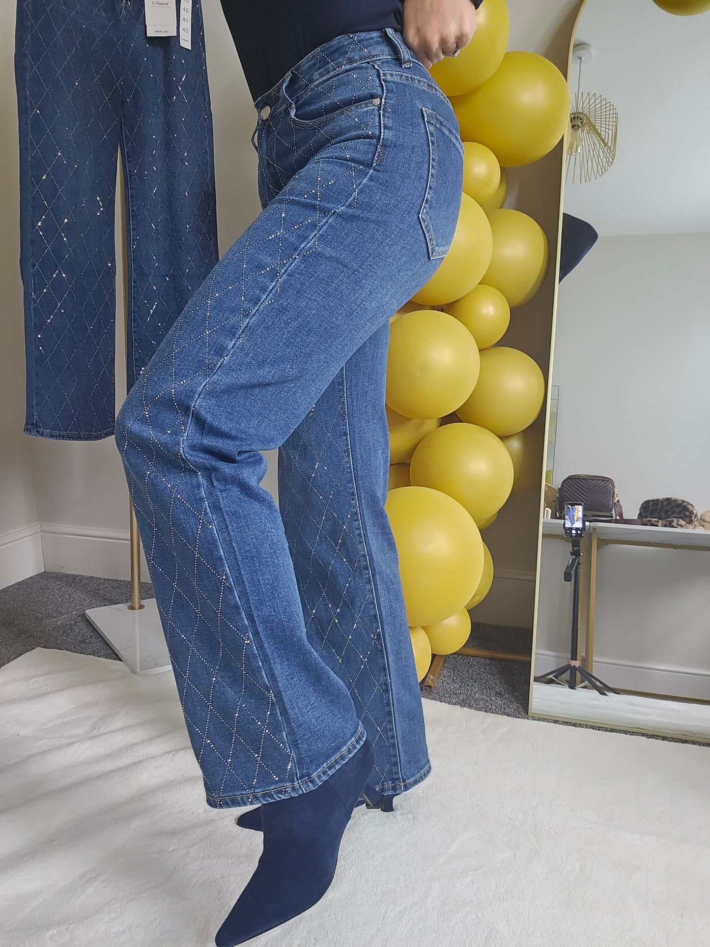 Dallas Diamante/Crystal Jeans - Stonewashed (choose your Size)