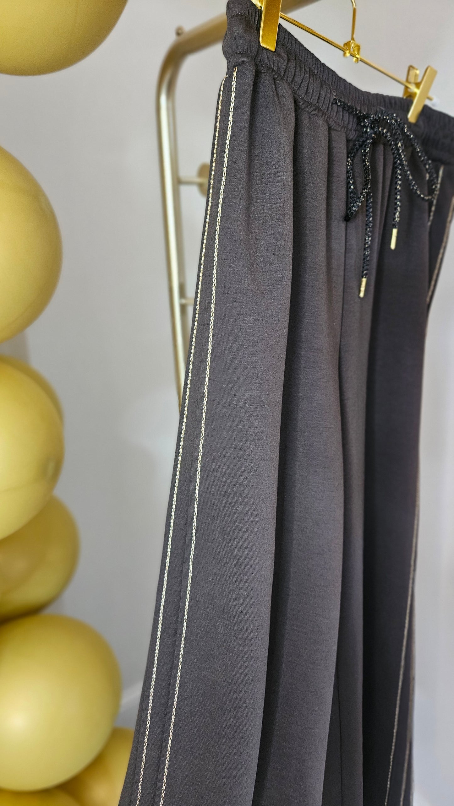 Sassy Metallic Wide Leg Pants - (Chocolate) - One Size