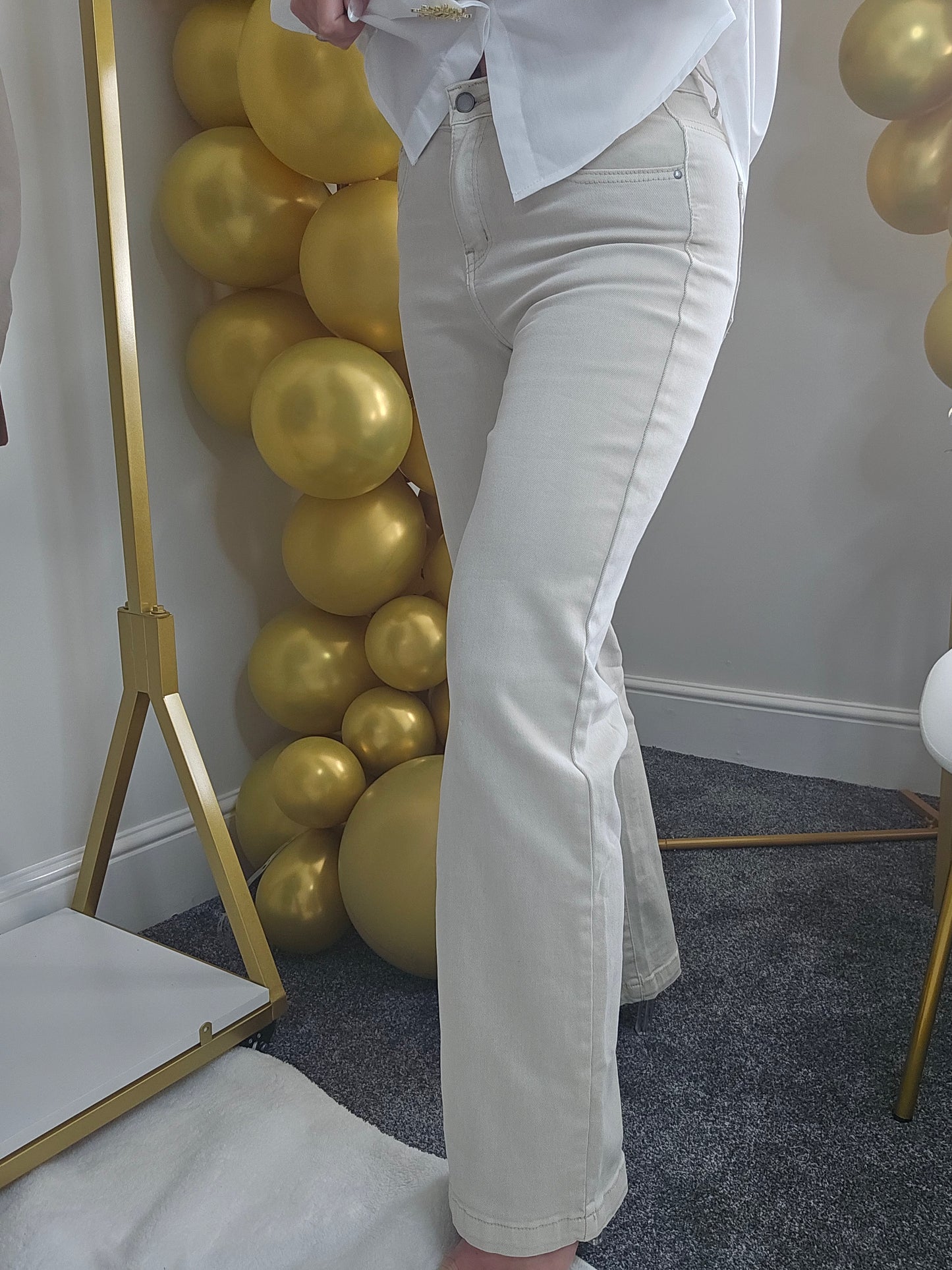 My Tina's Premium Wide Leg Jeans - Ecru (choose your Size)
