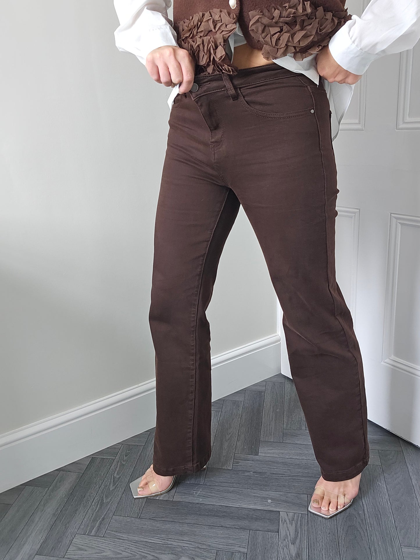 My Tina's Premium Wide Leg Jeans - Chocolate (choose your Size)