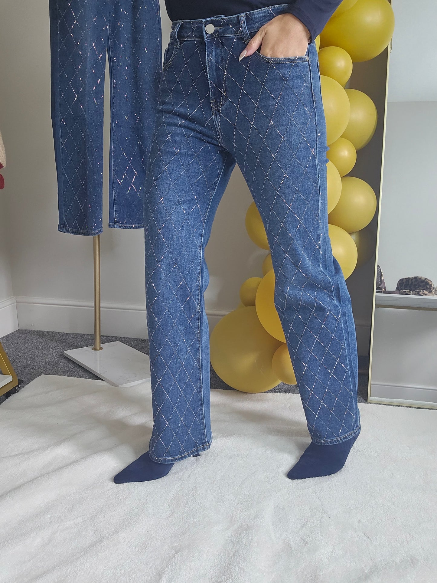 Dallas Diamante/Crystal Jeans - Stonewashed (choose your Size)