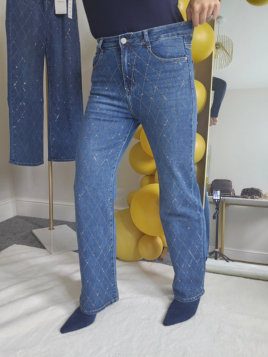 Dallas Diamante/Crystal Jeans - Stonewashed (choose your Size)