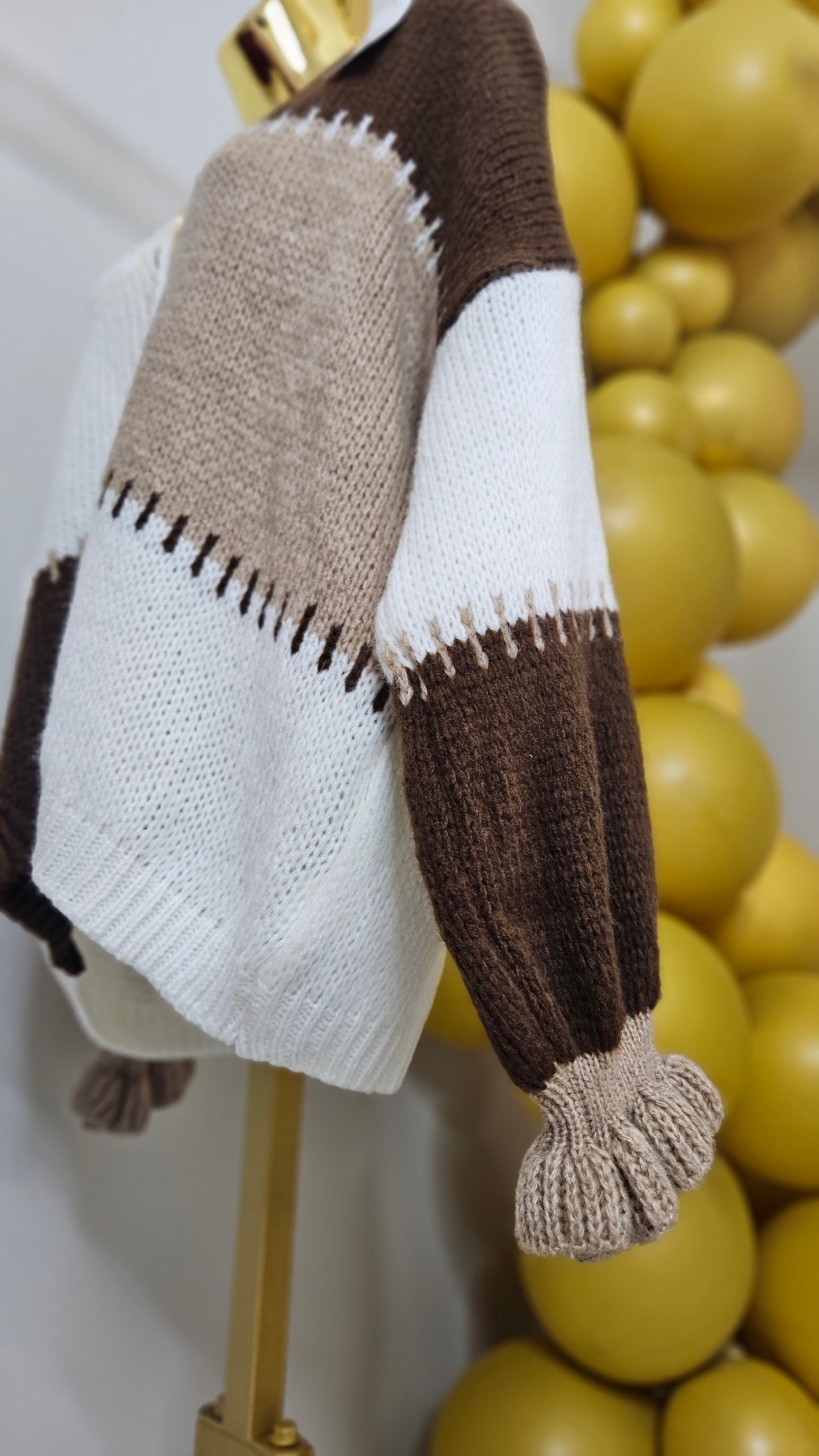 Patsy Patchwork Cardigan - (Chocolate) - One Size fits up to Size 16