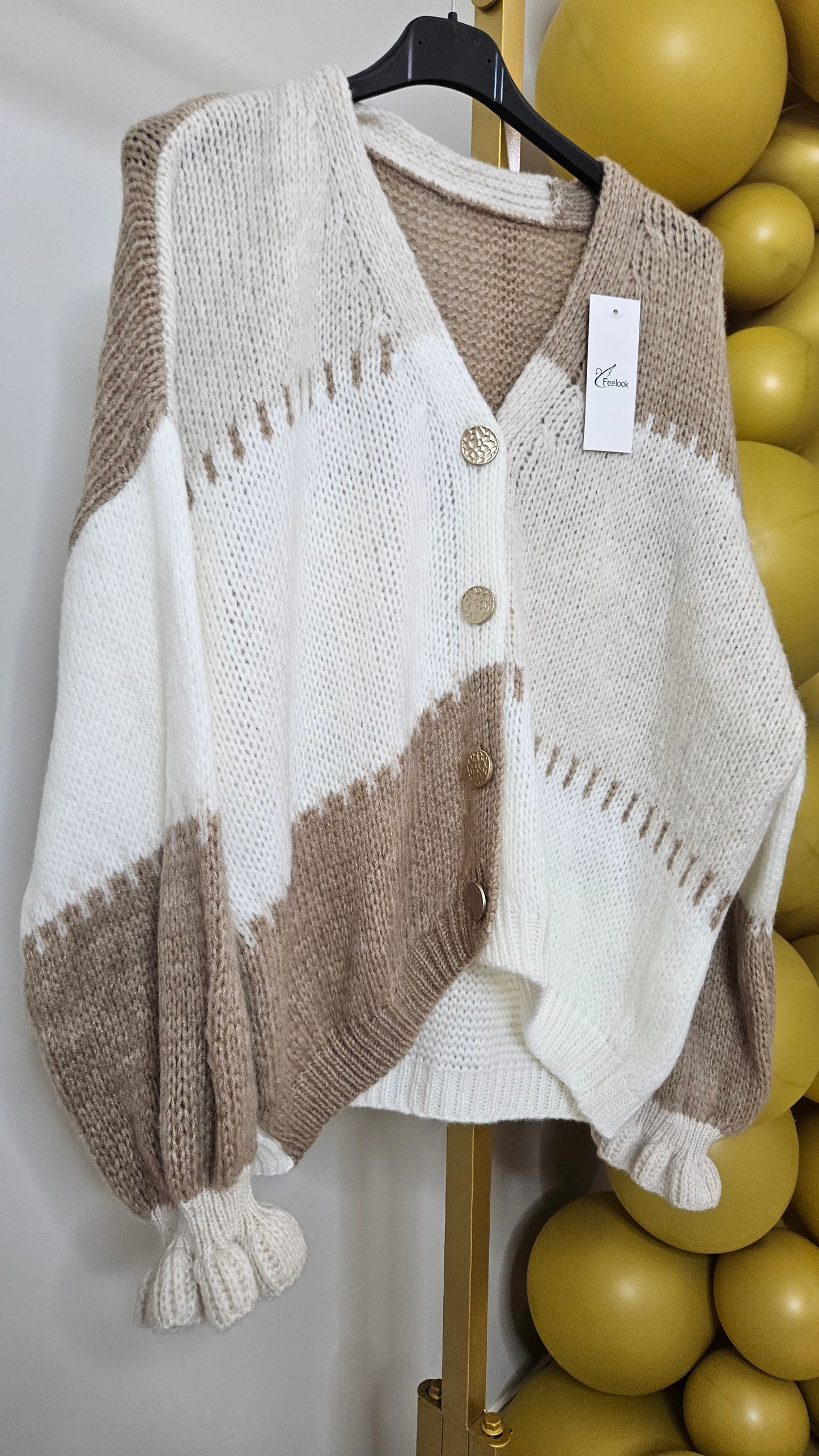 Patsy Patchwork Cardigan - (Cream) - One Size fits up to Size 16