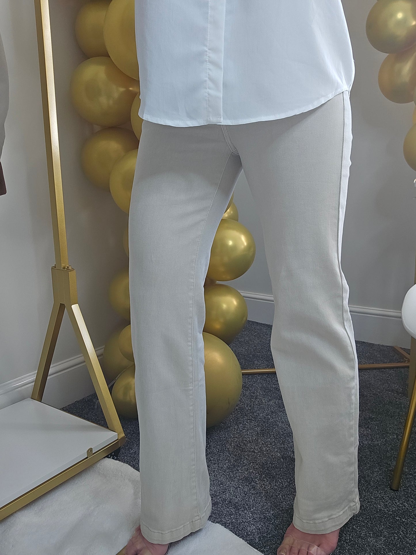 My Tina's Premium Wide Leg Jeans - Ecru (choose your Size)