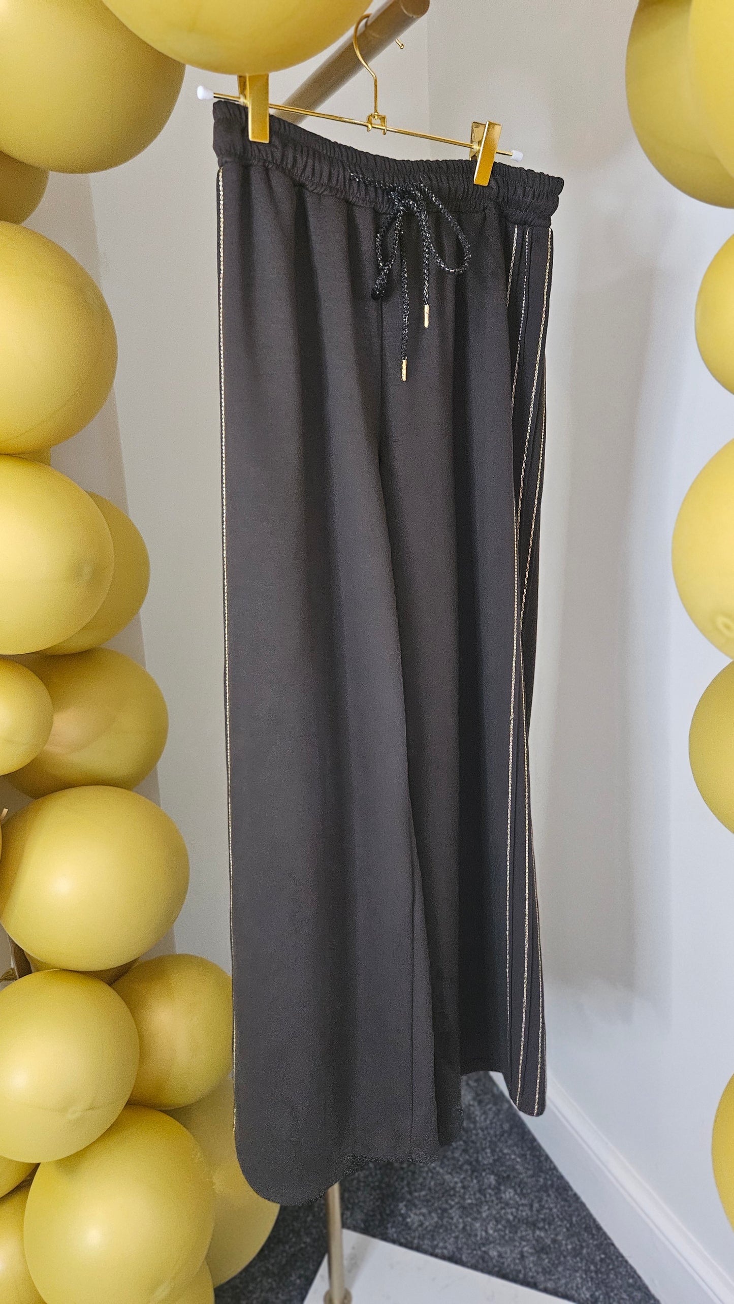 Sassy Metallic Wide Leg Pants - (Chocolate) - One Size