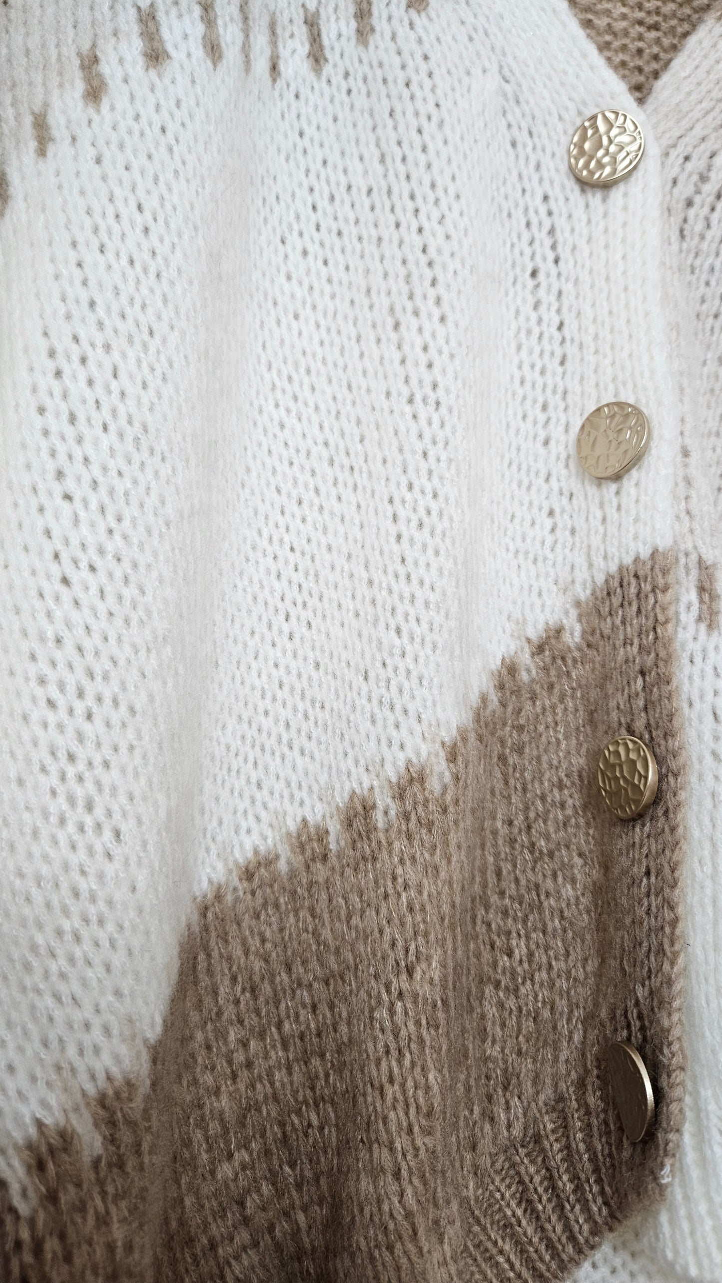 Patsy Patchwork Cardigan - (Cream) - One Size fits up to Size 16