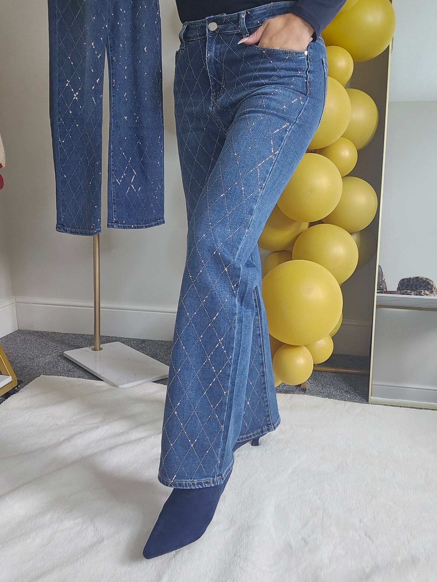 Dallas Diamante/Crystal Jeans - Stonewashed (choose your Size)