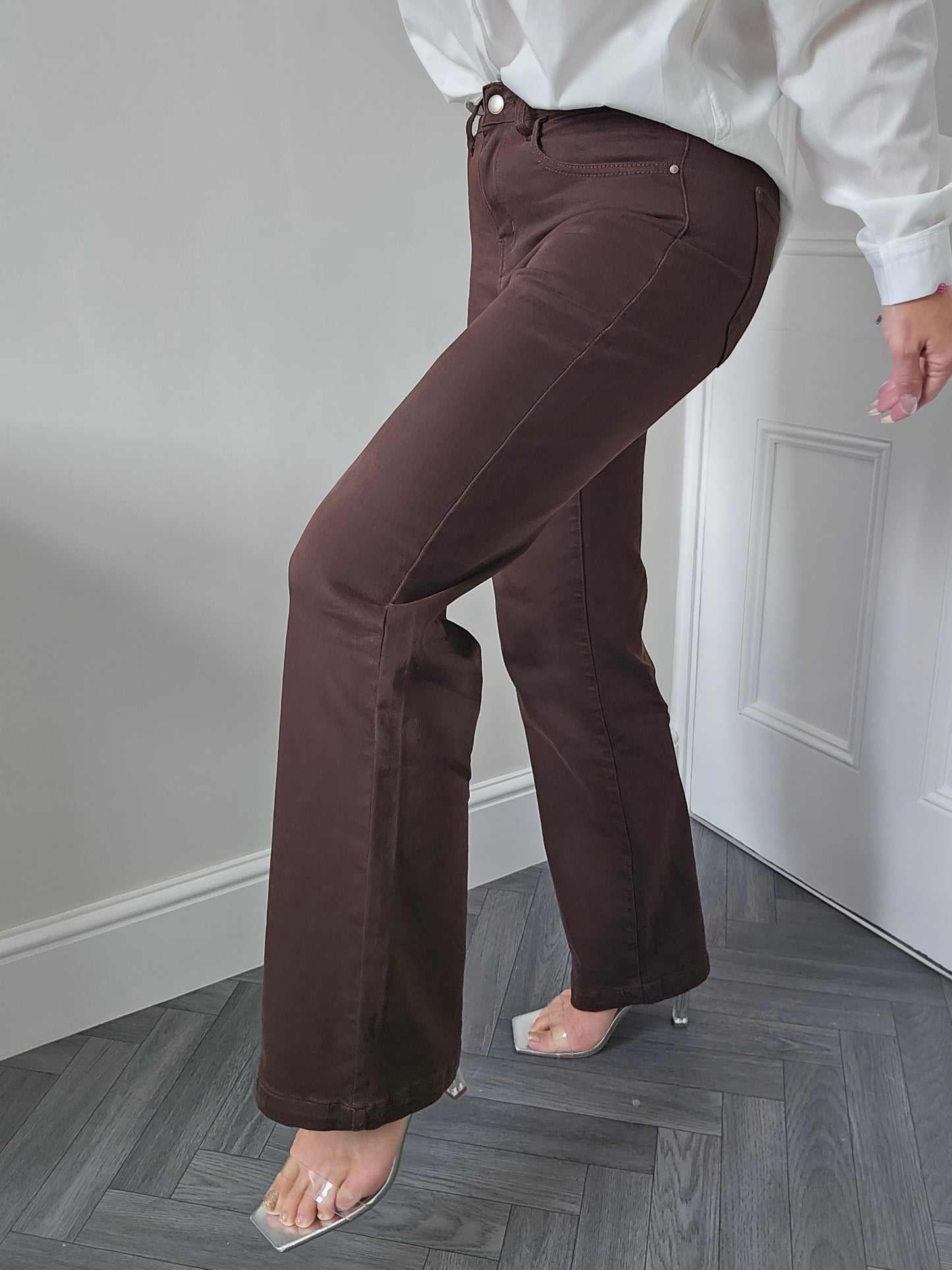 My Tina's Premium Wide Leg Jeans - Chocolate (choose your Size)