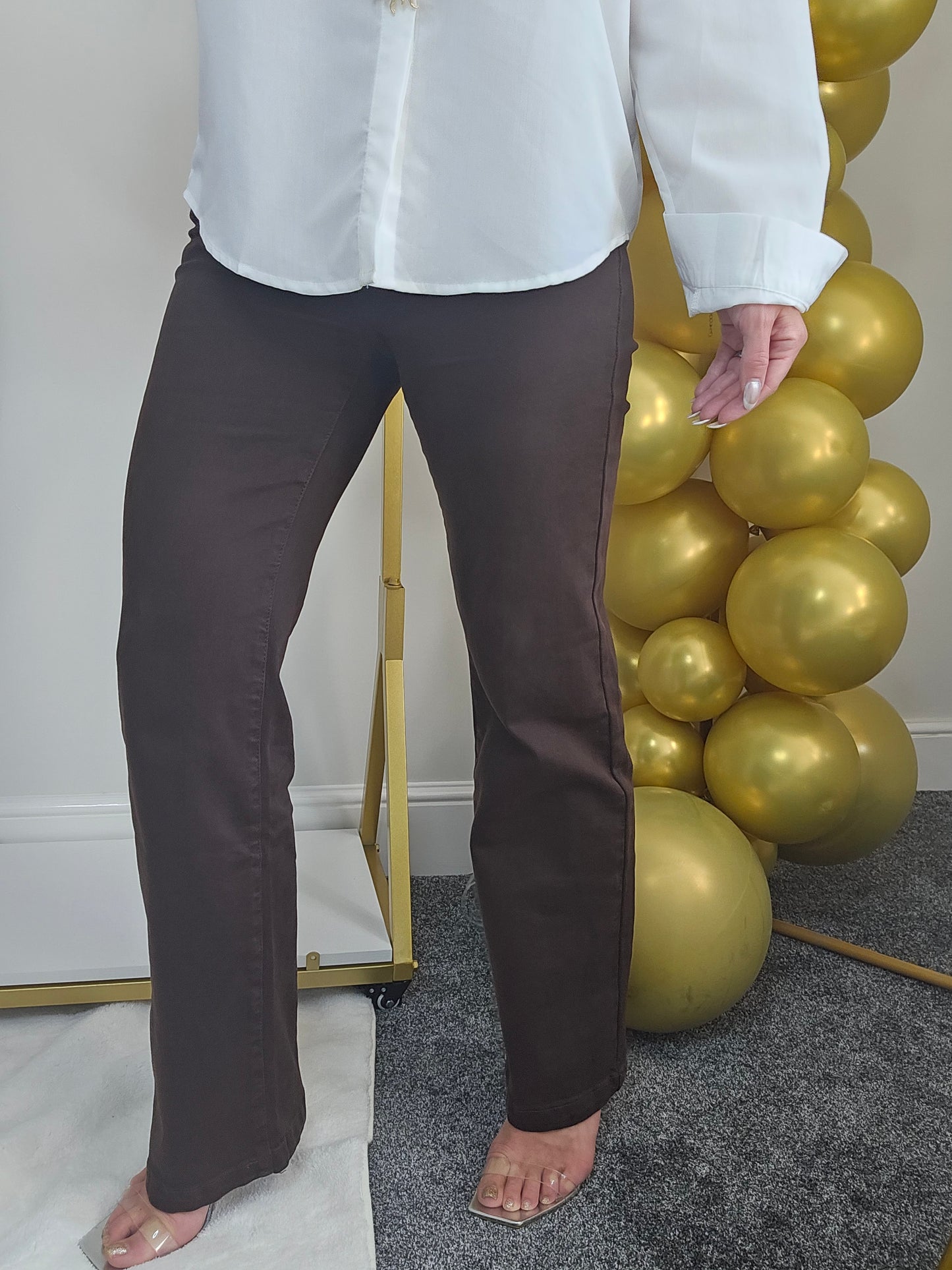 Grace Wide Leg Jeans (G Smack) - Chocolate (choose your Size)