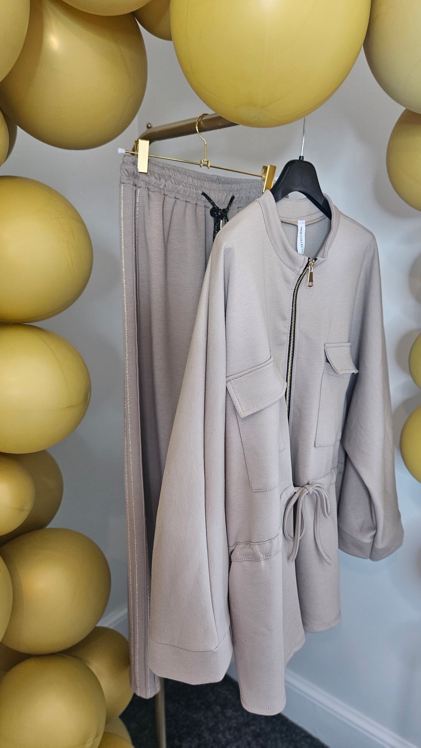 Sassy Drawstring Jacket - (Beige) - One Size