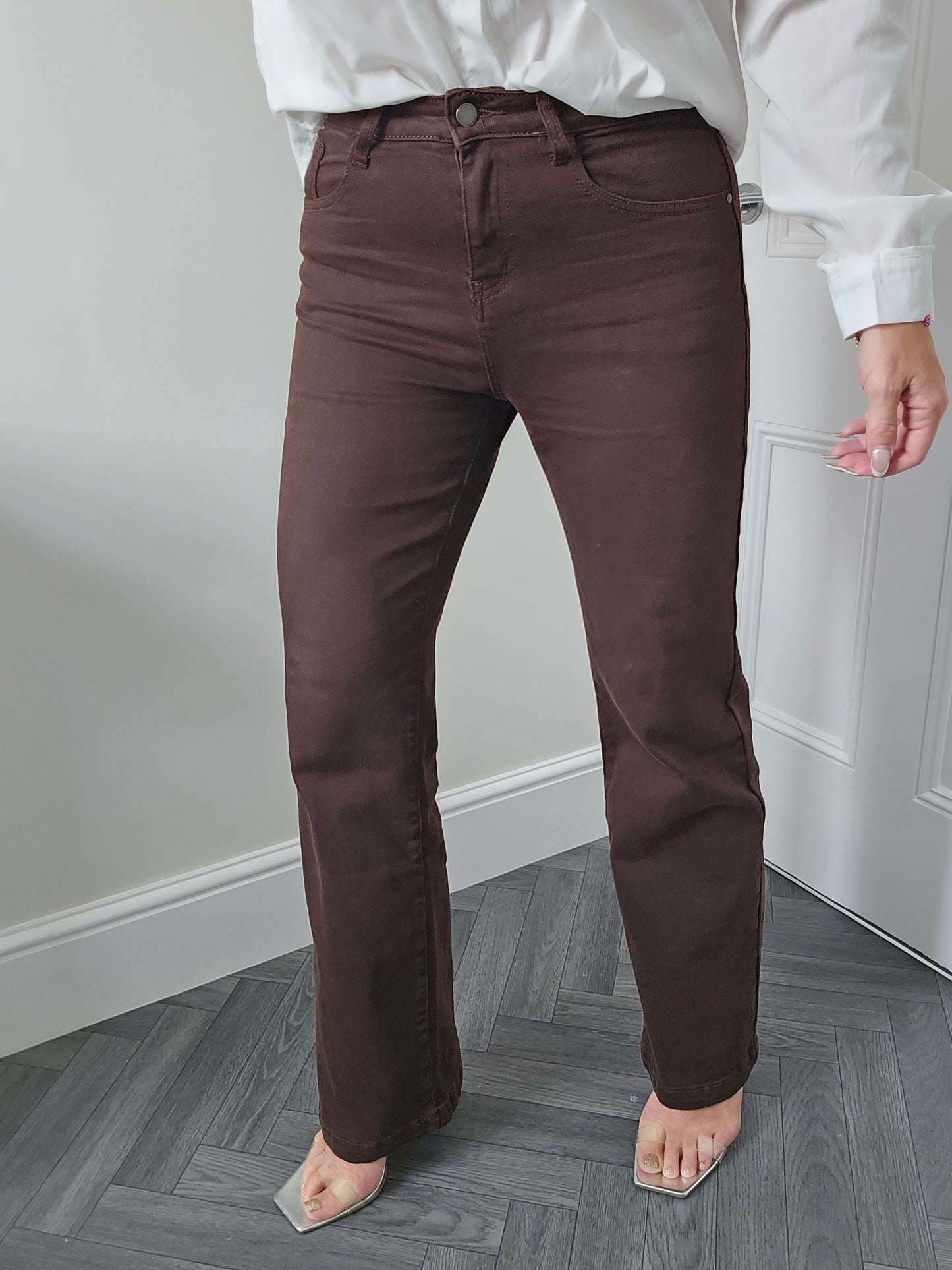 My Tina's Premium Wide Leg Jeans - Chocolate (choose your Size)