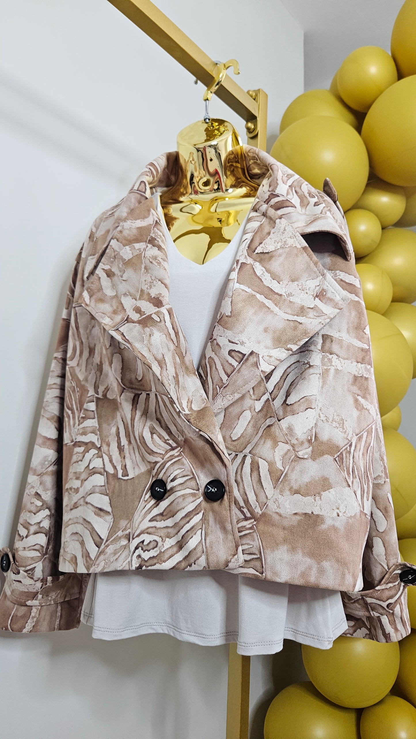 Suzie Suedette Biker Jacket (Loose Fit, fits from Size 12 up to Size 18) - Cream