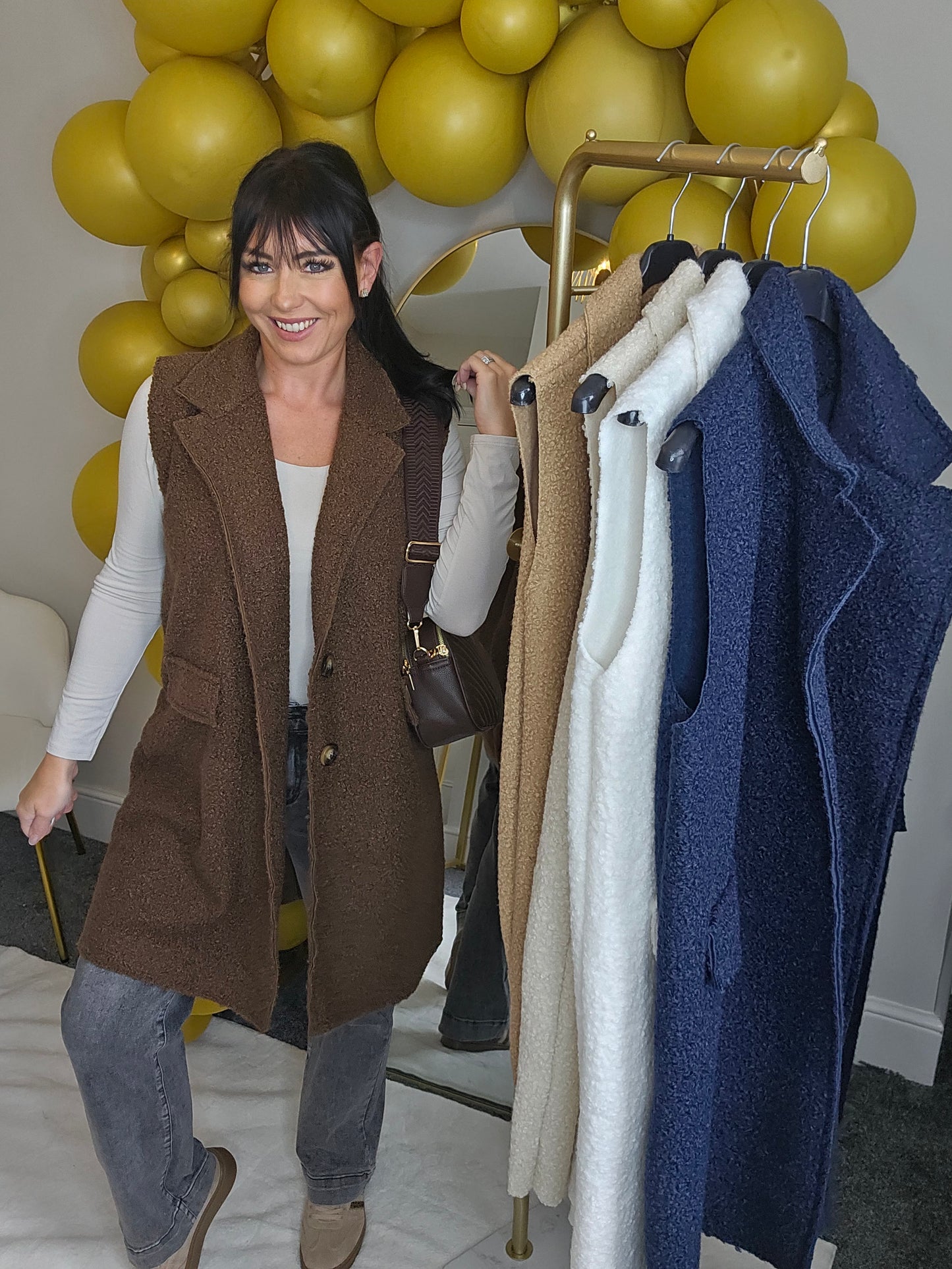 Gina Gilet (Faux Shearling) - One Size/Curvy, fits from Size 12 to Size 18)