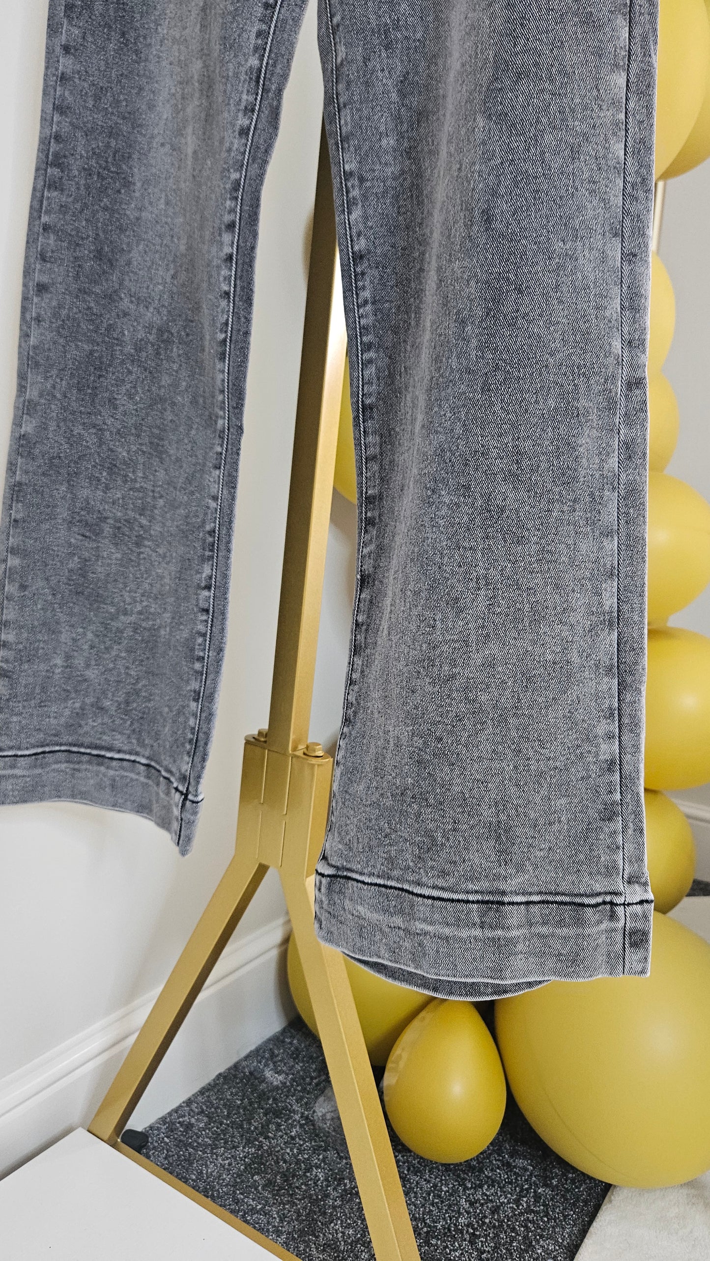 Jess Wide Leg Double Pocket Jeans - Grey Stonewash (choose your Size)
