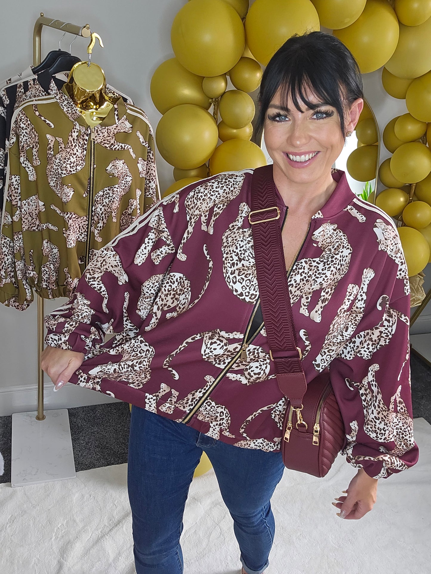Liza Leopard Bomber Jacket - choose your colour (Oversized - fits 10 to Size 18)