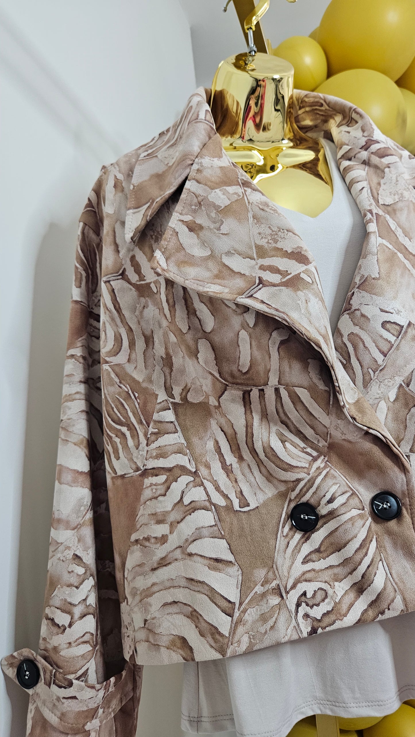 Suzie Suedette Biker Jacket (Loose Fit, fits from Size 12 up to Size 18) - Cream