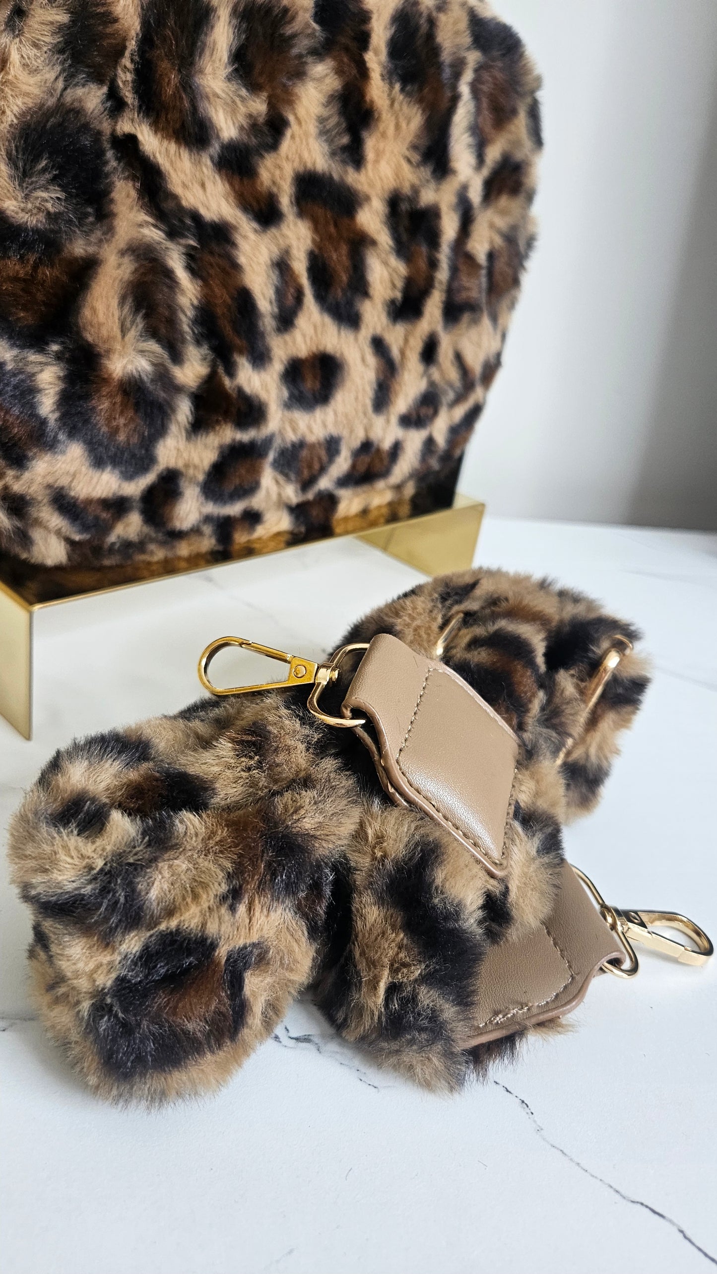 Oslo Leopard Faux Fur Bag - Chocolate Brown