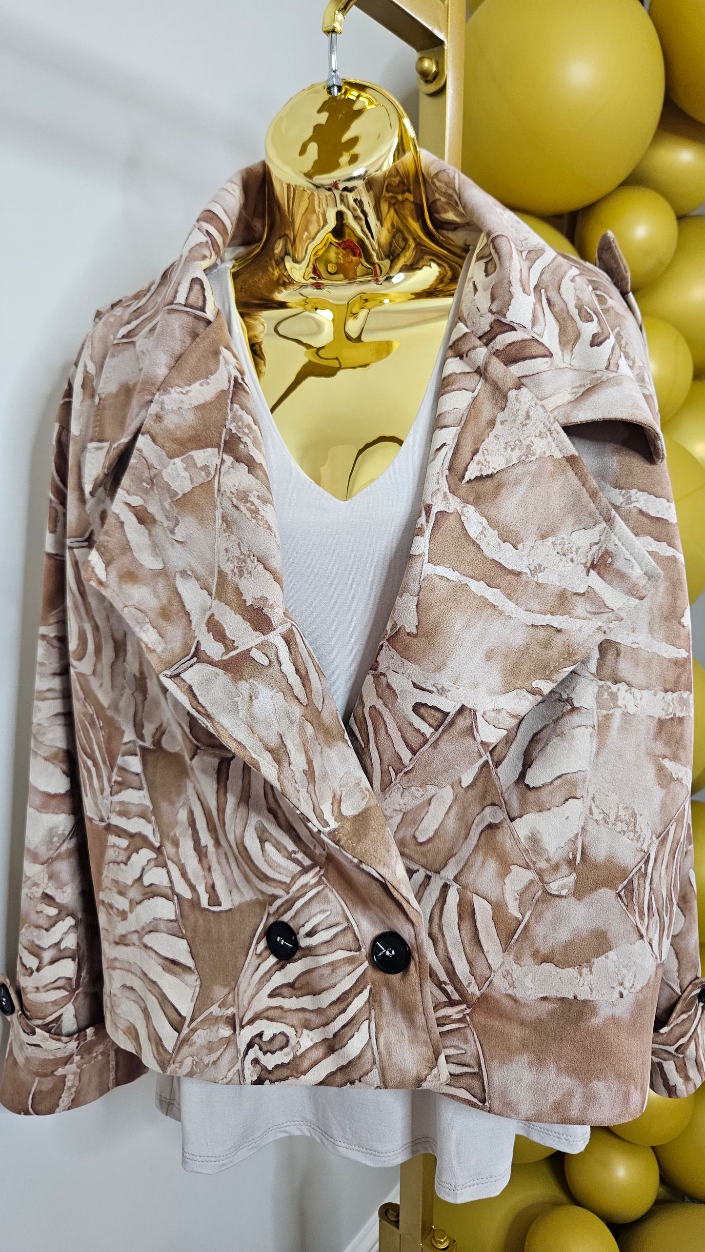 Suzie Suedette Biker Jacket (Loose Fit, fits from Size 12 up to Size 18) - Cream