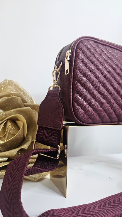 Charlotte Quilted Bag - Wine (Gold Tone)