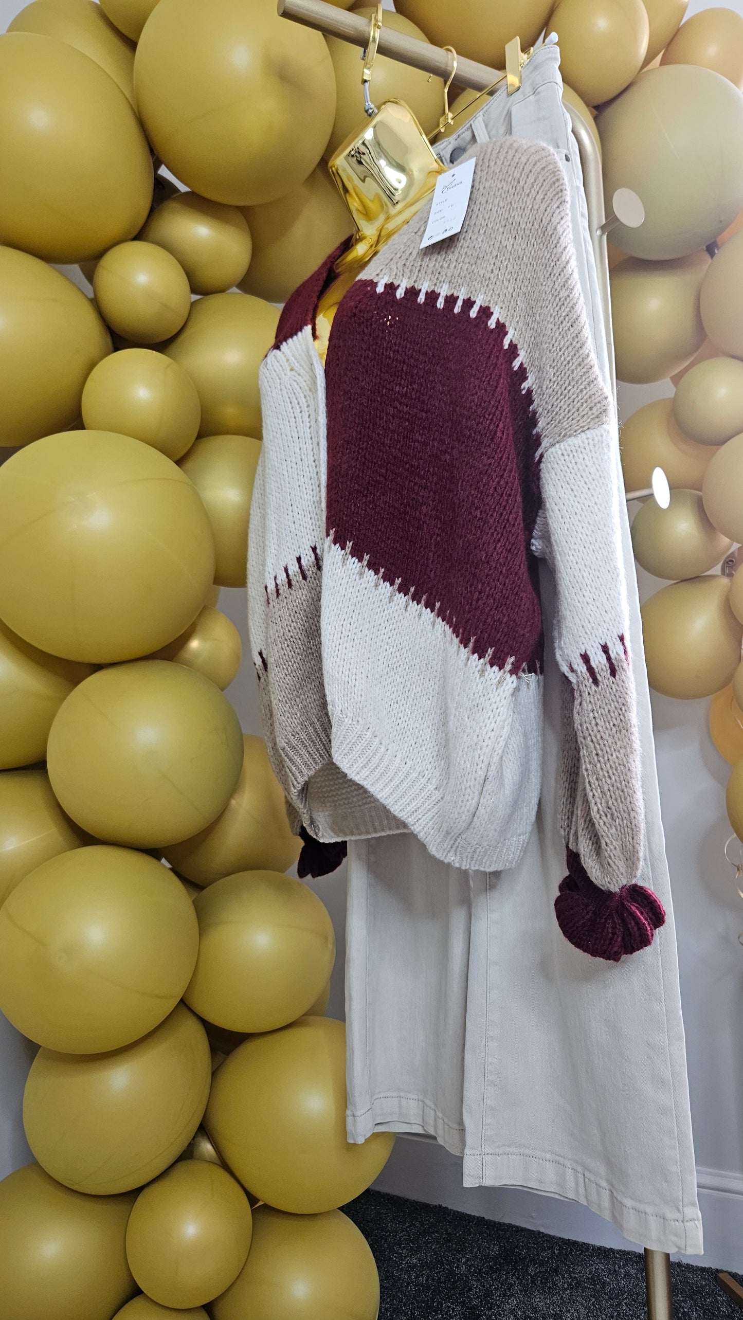 Patsy Patchwork Cardigan - (Wine) - One Size fits up to Size 16