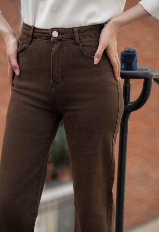 Clara Wide Leg Jeans - Chocolate - (choose your Size)