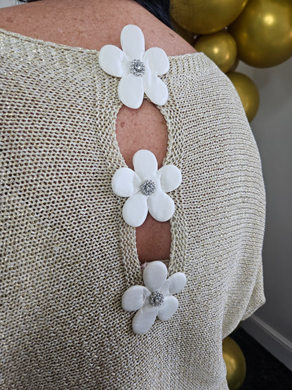 Daisy Metallic Gold Top - Crystal Daisies (One Size)