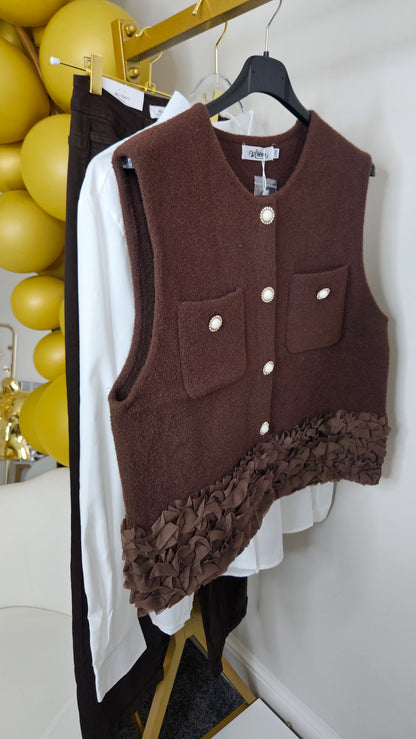 Rita Ruffle Shirt & Tank Set - (choose your Size) - Chocolate