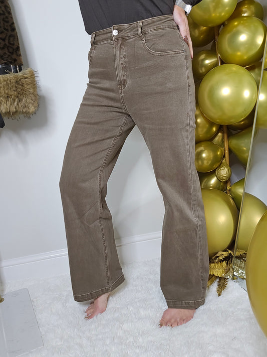 Milas Wide Leg Jeans - Chocolate Stonewashed - (choose your Size)