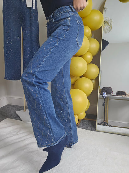 Dallas Diamante/Crystal Jeans - Stonewashed (choose your Size)