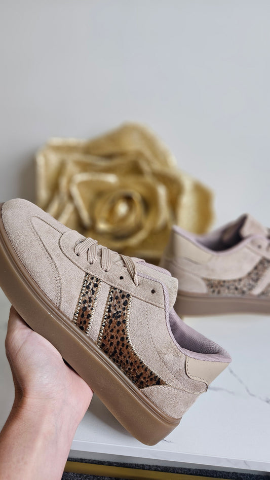 Larissa Chunky Trainers - Beige Leopard (choose your Size)