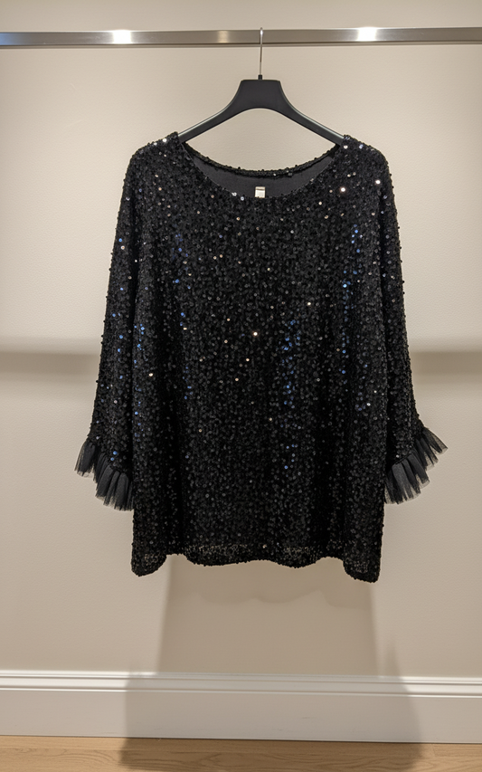 Ella Sequin Top - Black