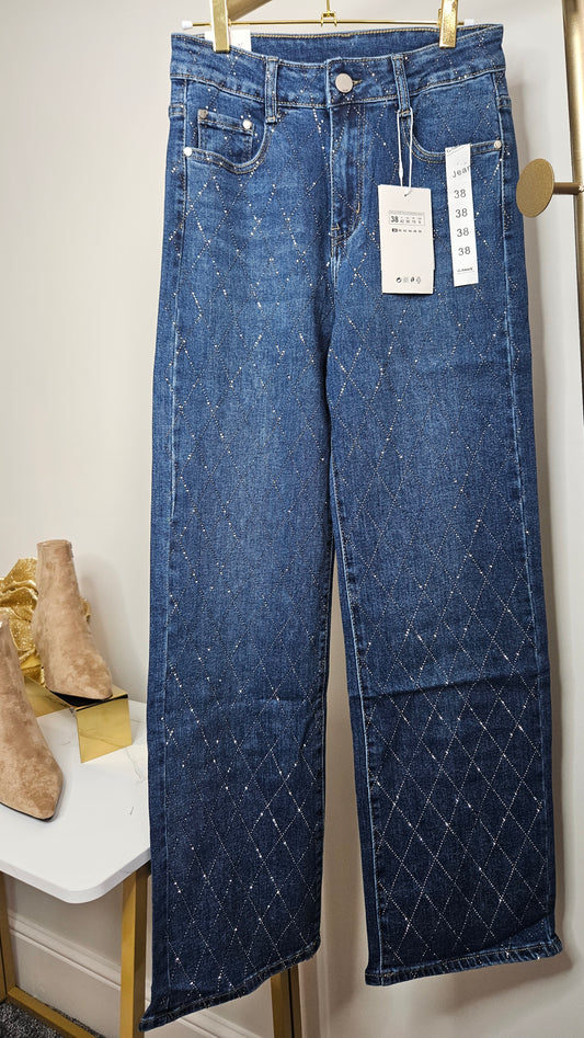 Dallas Diamante/Crystal Jeans - Stonewashed (choose your Size)